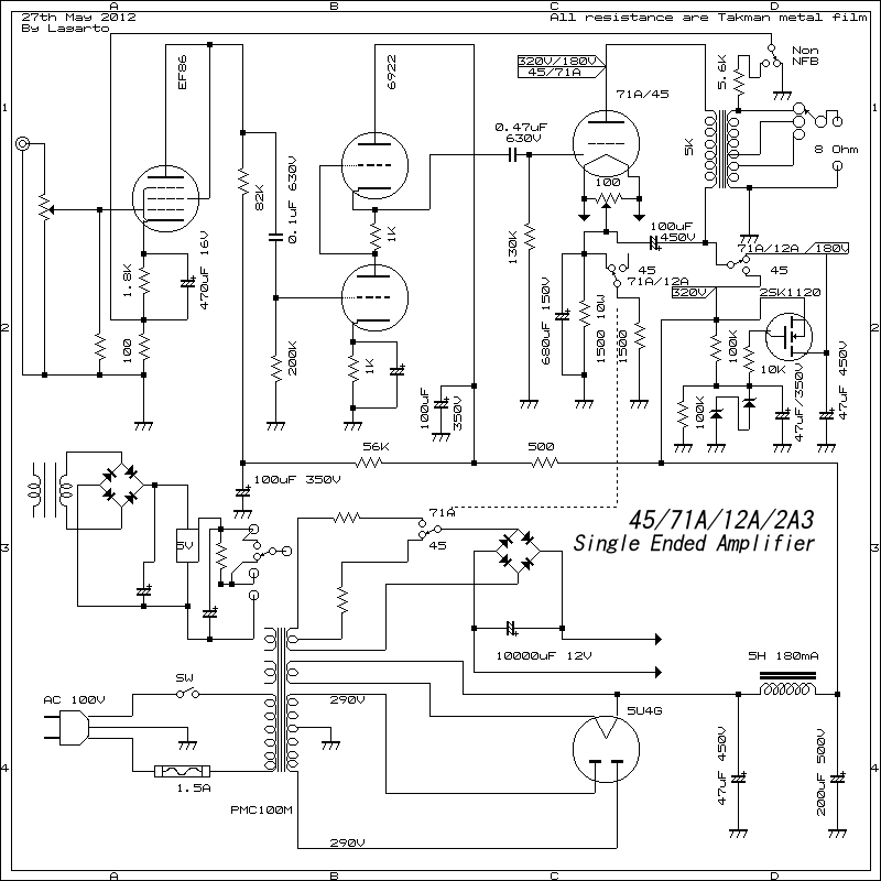 2A3/45/71A/12A compatible single ended amplifier